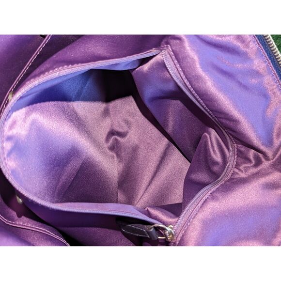 Women's Coach Poppy Purple Plaid Shoulder Bag with Bag Tags - Picture 13 of 15